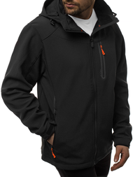 Moška softshell jakna s kapuco črno-oranžna OZONEE GE/12269Z