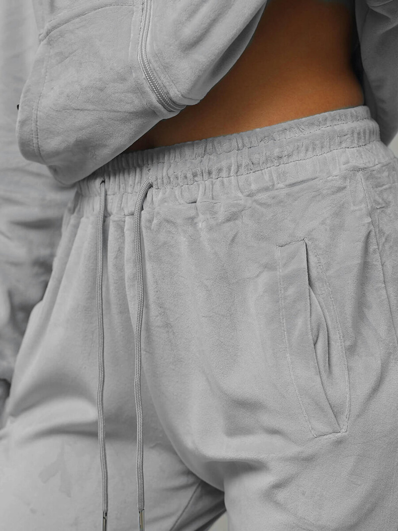 Ženski trenirka iz velurja siva OZONEE JS/8C1176/2Z