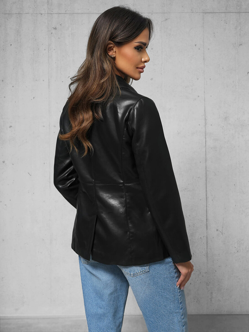 Ženska usnjena jakna črna OZONEE JS/11Z8121