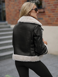 Ženska usnjena jakna črna OZONEE JS/11Z8230