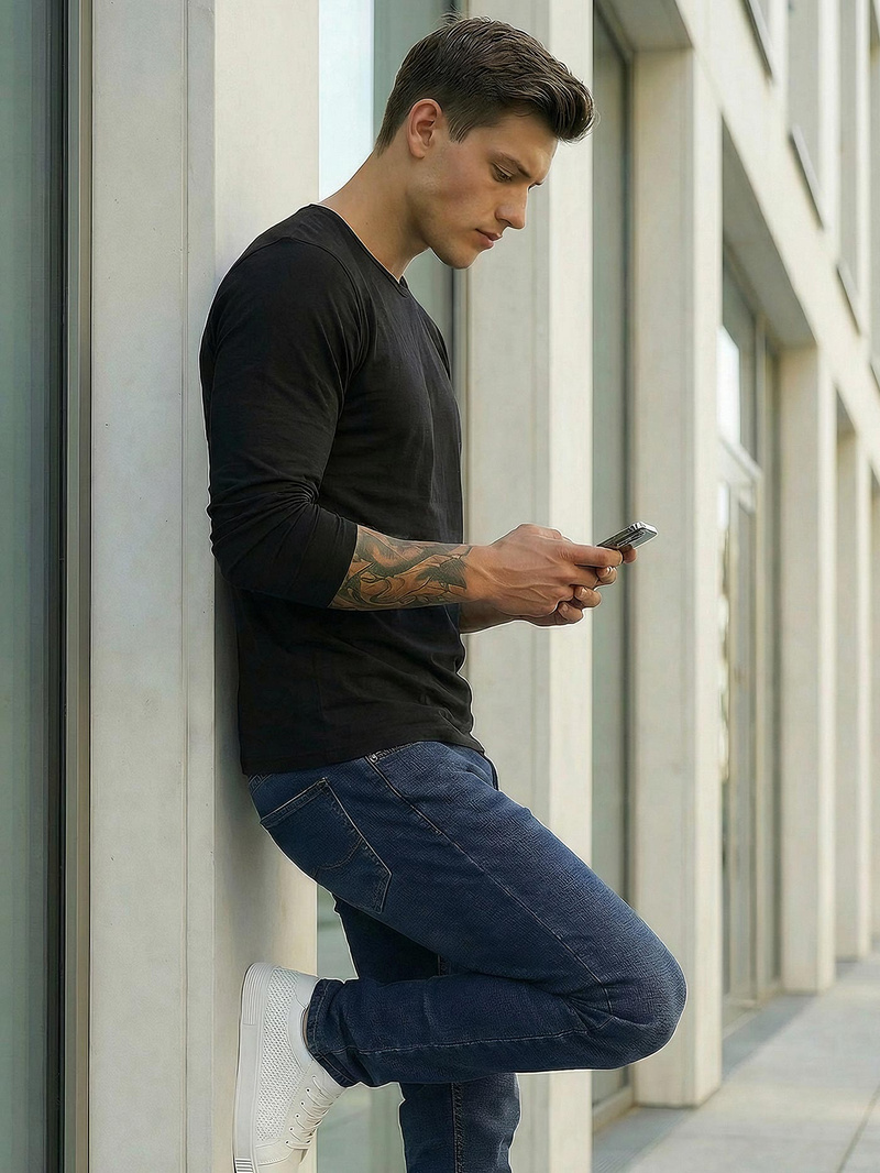 Moške kavbojke temno modre OZONEE DO/4048/2Z