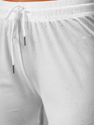 Ženske iz velurja hlače bele OZONEE JS/92K519/1