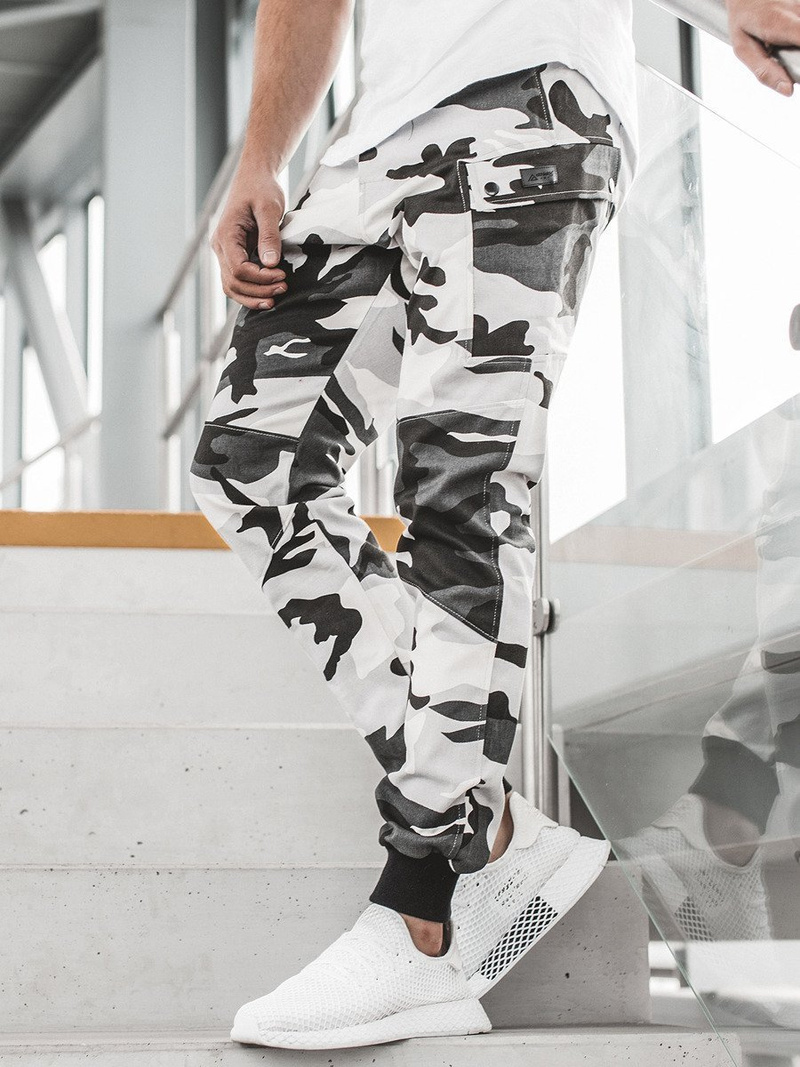 Moške hlače chino jogger črno-bele OZONEE O/11103