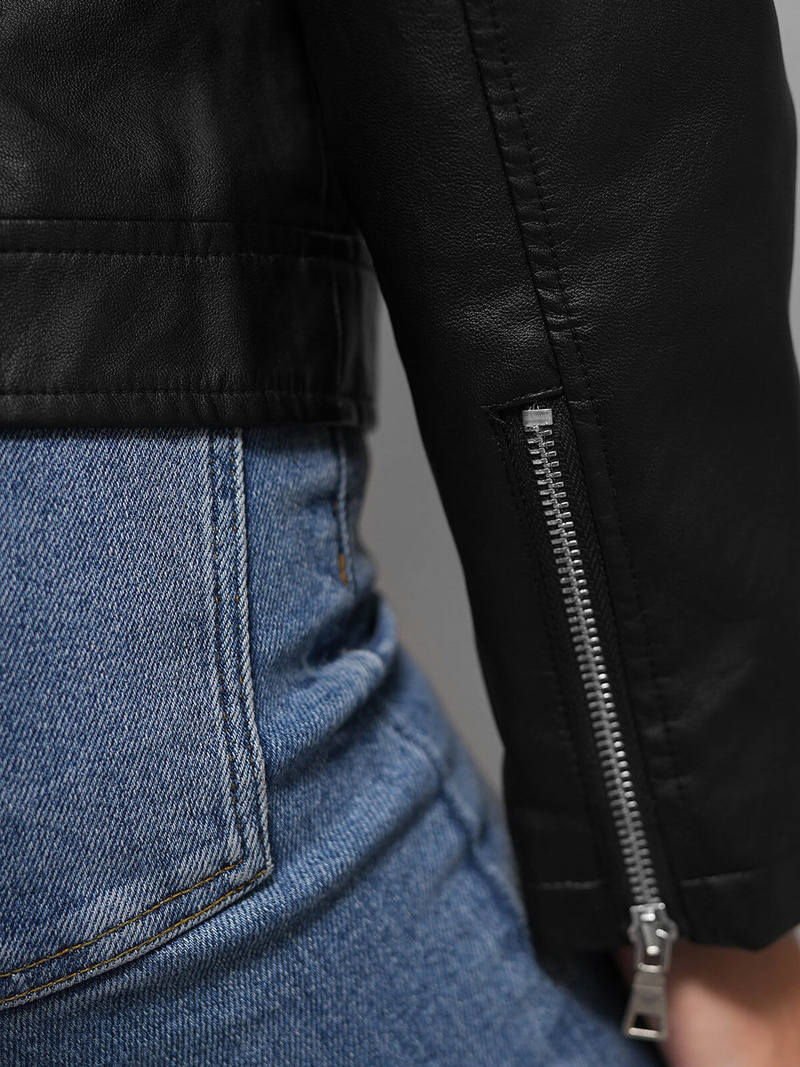 Ženska usnjena jakna črna OZONEE JS/11Z8060