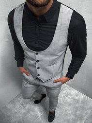 Komplet moški - brezrokavnik in hlače chino sivi OZONEE O/5557/21