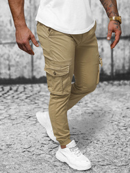 Moške Hlače Chino Jogger Bež OZONEE NB/MP0201K
