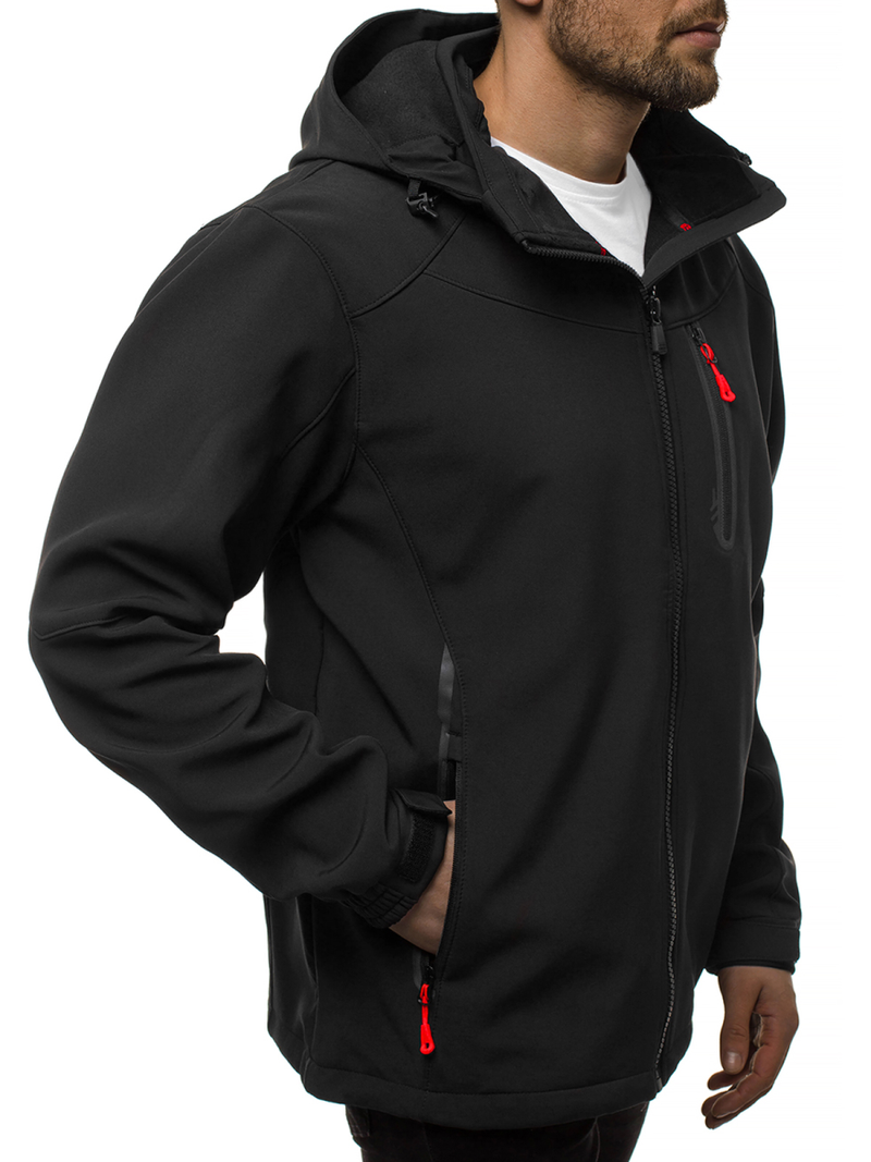 Moška softshell jakna s kapuco črno-rdeča OZONEE GE/12269Z
