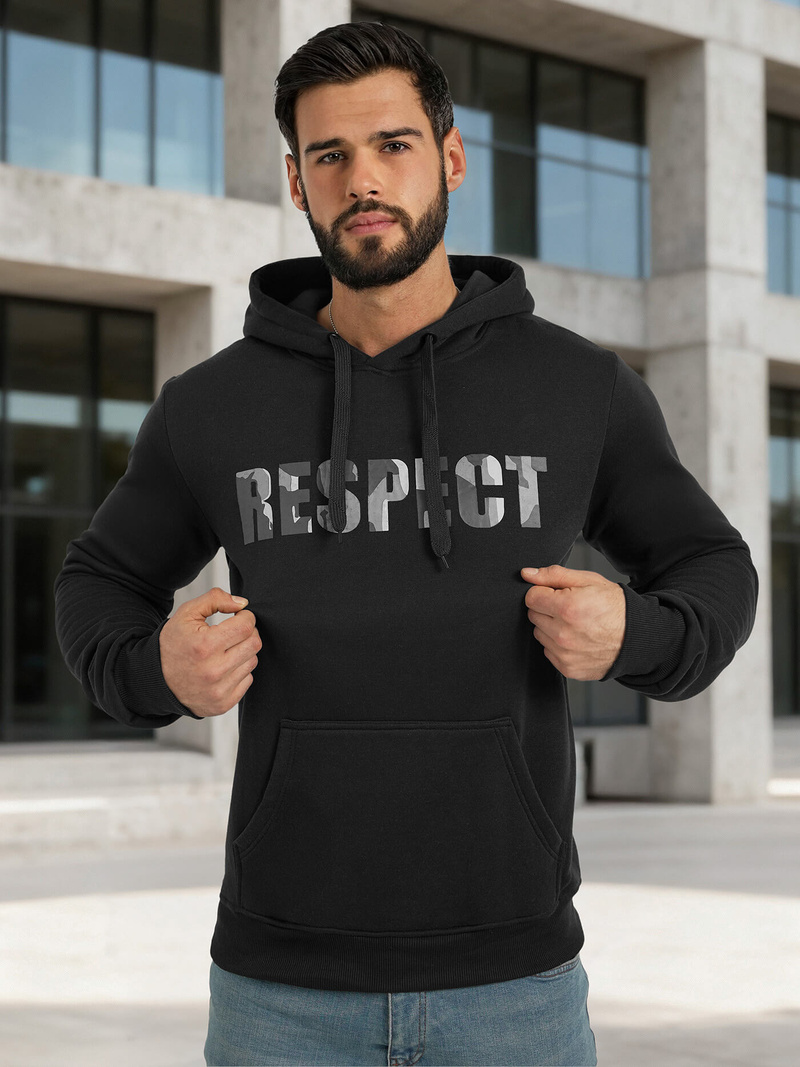 Moška jopa s kapuco črna OZONEE JS/8B1759/3