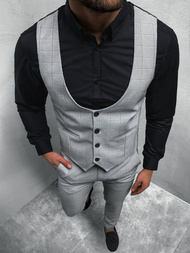 Komplet moški - brezrokavnik in hlače chino sivi OZONEE O/5557/21