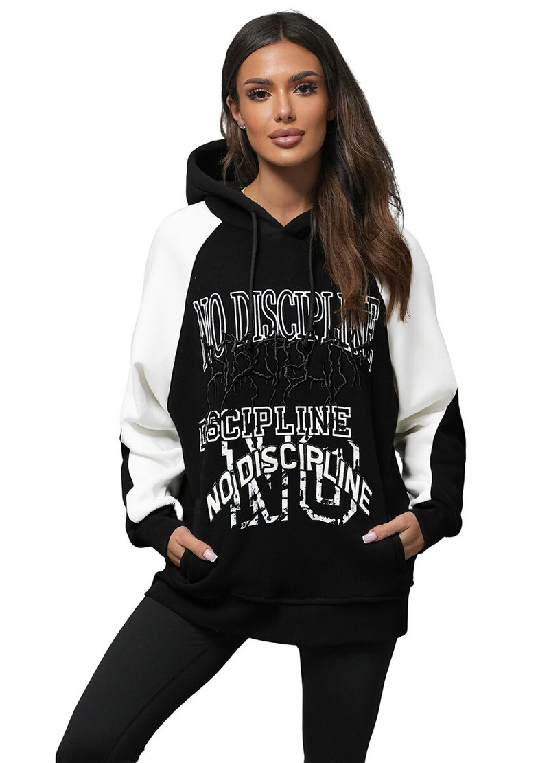 Jopa s kapuco črna OZONEE O/SWE23037Z