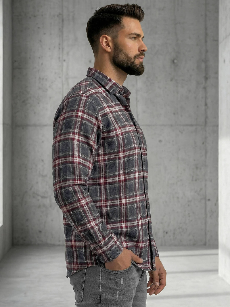 Elegantna moška srajca bordo OZONEE V/V178Z