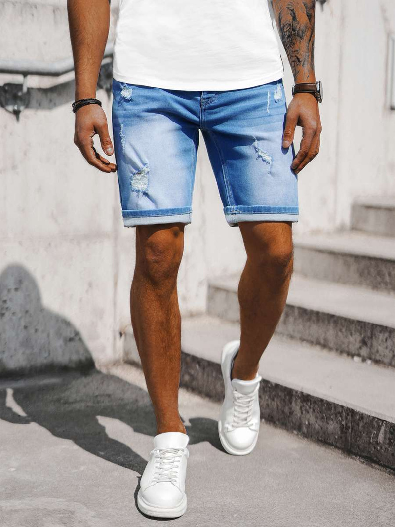 Moške Kratke Jeans Hlače Svetlomodre OZONEE NB/MP0060BZ