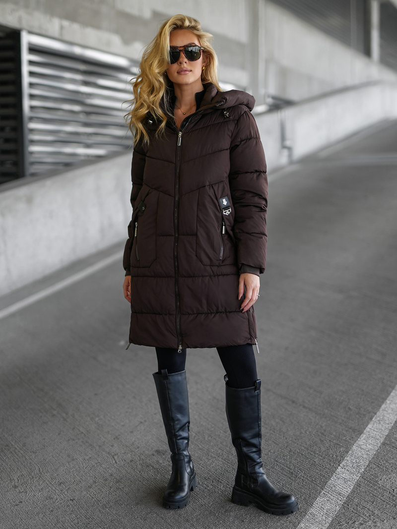 Ženska zimska jakna čokolada OZONEE JS/16M9302/158
