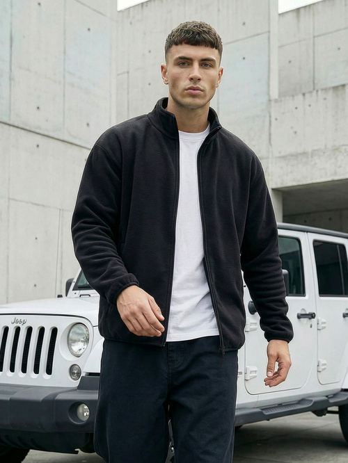 Moška jopa z zadrgo črna OZONEE JS/HH016/3