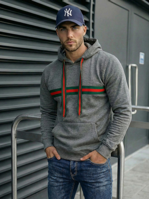 Moška jopa s kapuco grafitna OZONEE JS/8B1735/5Z