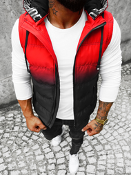 Moški brezrokavnik s kapuco rdečo-črni OZONEE JS/M757/270