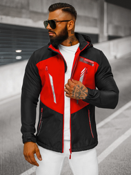 Moška softshell jakna s kapuco črno-rdeča OZONEE JS/HH022/1C