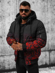 Moška zimska jakna črno-rdeča OZONEE JS/27M8102