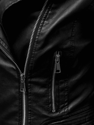 Ženska usnjena jakna črna OZONEE JS/11Z8028