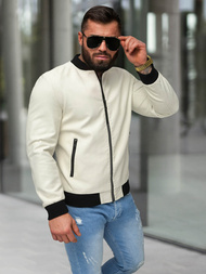 Moška usnjena jakna ecru OZONEE JS/11Z8107