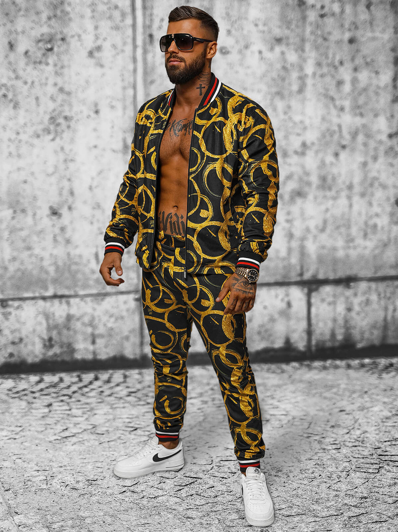 Komplet moški - jakna in hlače chino, zlati OZONEE O/5554/21Z