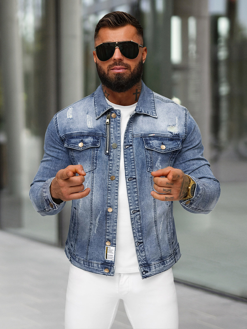 Moška jeans jakna modra OZONEE NB/MJ522B