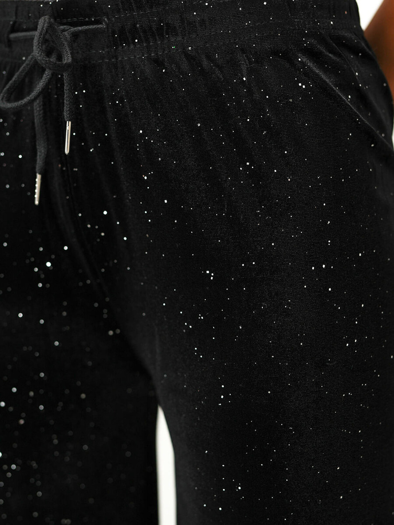 Ženske iz velurja hlače črne OZONEE JS/92K519/3