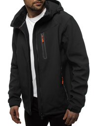 Moška softshell jakna s kapuco črno-oranžna OZONEE GE/12269Z