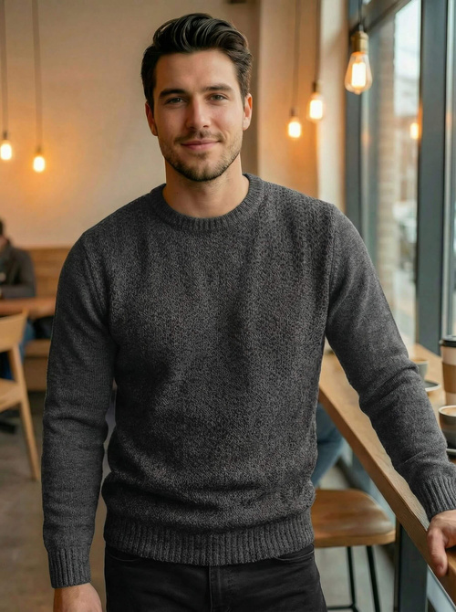 Moški pulover grafitni OZONEE JS/59B3607/5