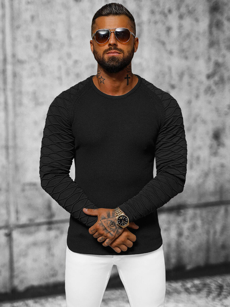 Moški pulover črni OZONEE L/2486Z