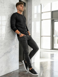 Moške kavbojke Črne OZONEE O/JK2918Z