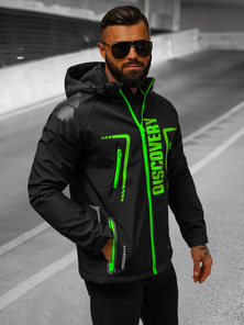 Moška softshell jakna s kapuco črno-zelena OZONEE JS/HH025/1Z