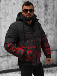 Moška zimska jakna črno-rdeča OZONEE JS/27M8102