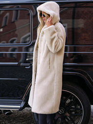 Ženska krznena zimska jakna bež OZONEE JS/11Z8250