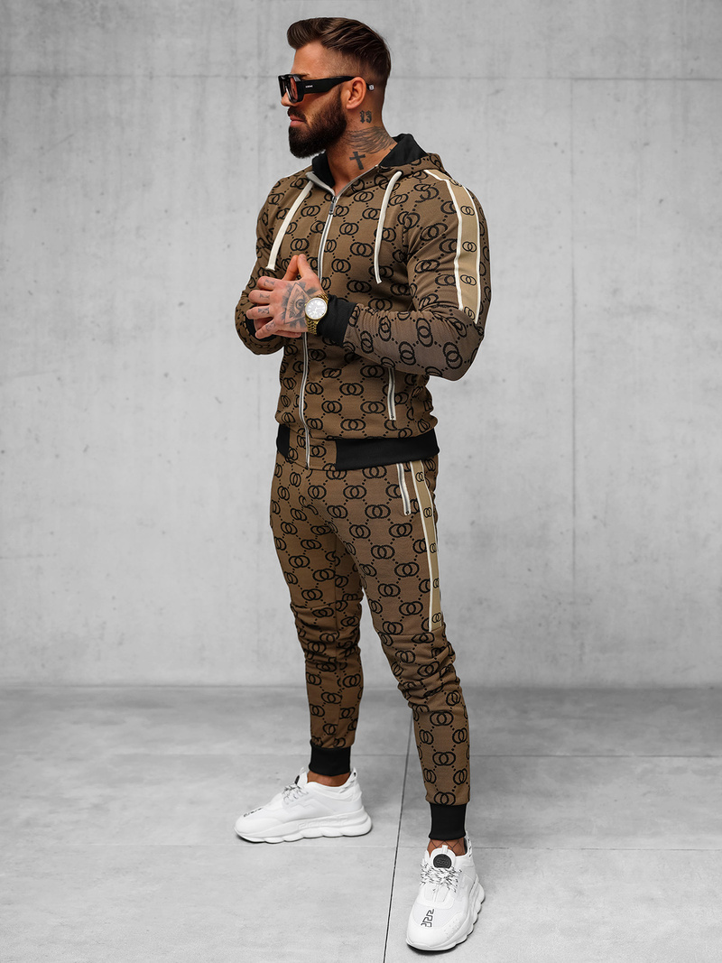 Moška trenirka temno-bež OZONEE O/FF5053AB