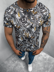 Moška majica s potiskom belo-črna OZONEE O/BL61