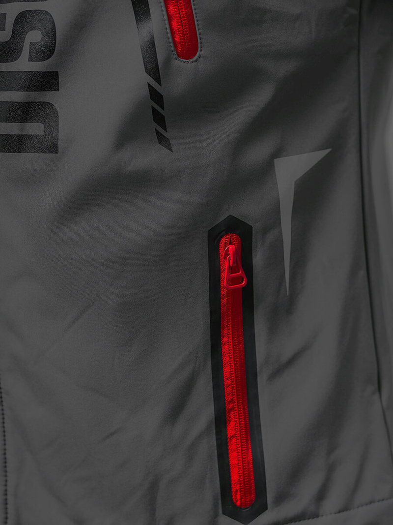 Moška softshell jakna s kapuco sivo-rdeča OZONEE JS/HH025/2BZ