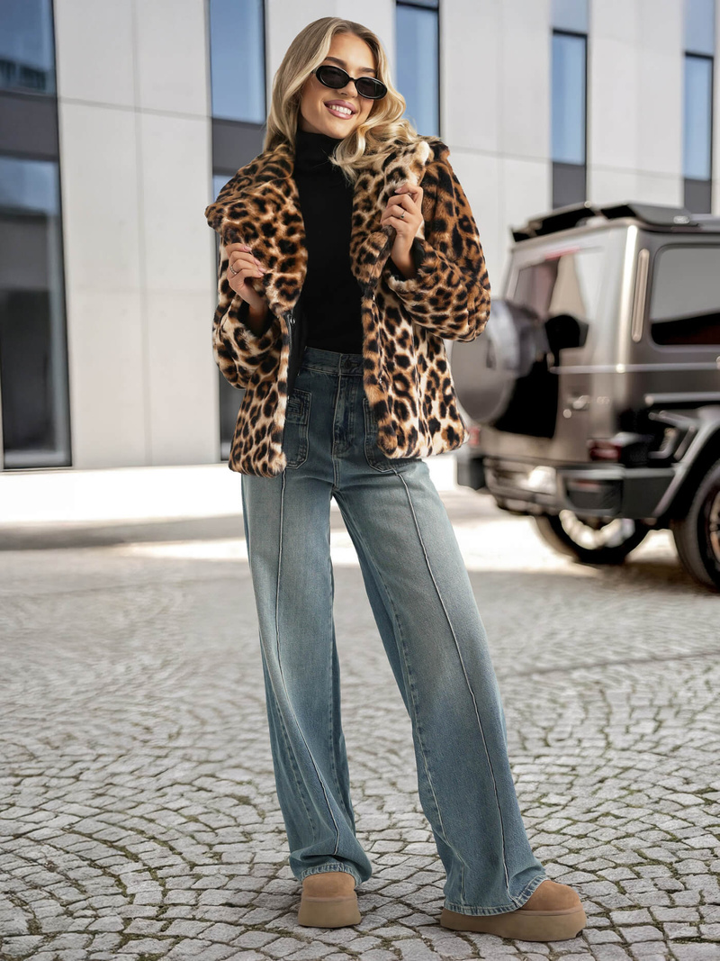 Ženska jakna bež-rjava OZONEE JS/61M8500/158