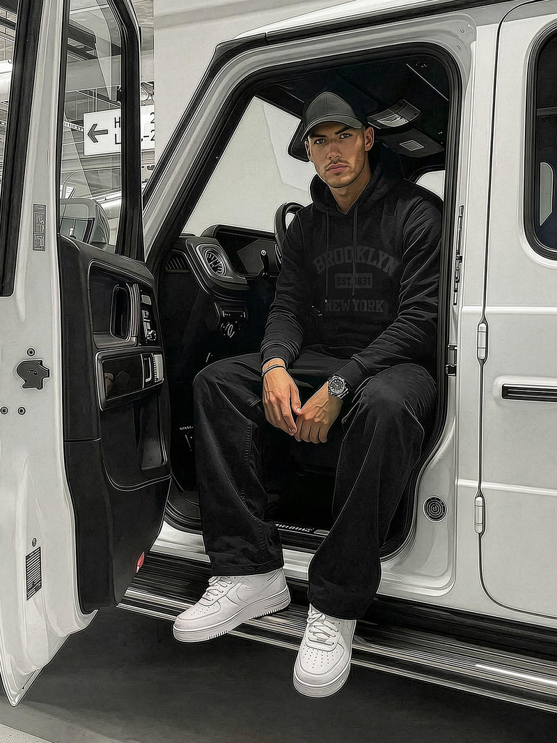 Moška jopa s kapuco črna OZONEE JS/8B1969/3