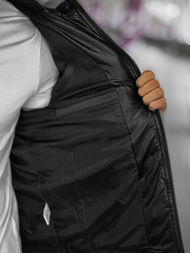 Moška usnjena jakna črna OZONEE O/11Z8088