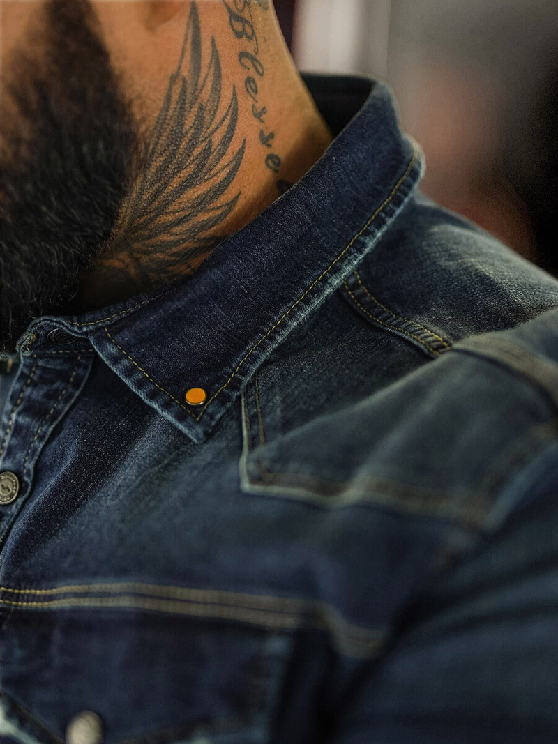 Moška jeans srajca temno-modra OZONEE O/51412