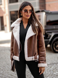 Ženska usnjena jakna rjava OZONEE JS/11Z8177