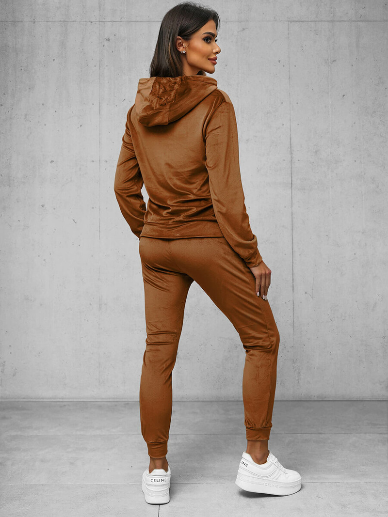 Ženski trenirka iz velurja camel OZONEE JS/8C1176/33Z