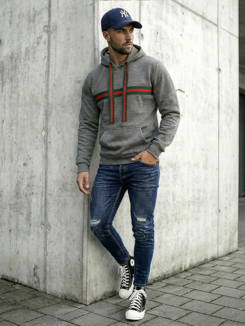 Moška jopa s kapuco grafitna OZONEE JS/8B1735/5Z