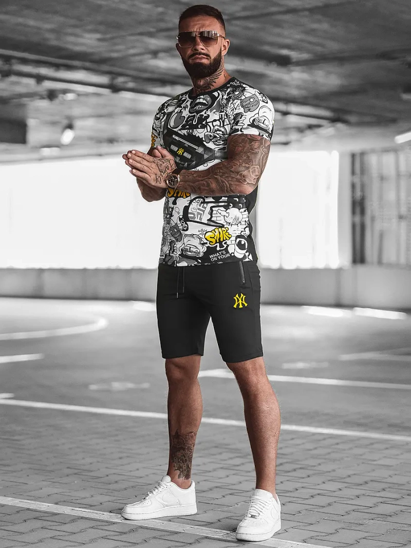 Moška Trenirka Črno-Rumen OZONEE O/HM789