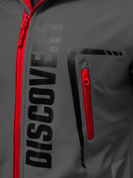 Moška softshell jakna s kapuco sivo-rdeča OZONEE JS/HH025/2BZ