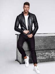 Moška usnjena jakna črna OZONEE YD/BF5916309Z