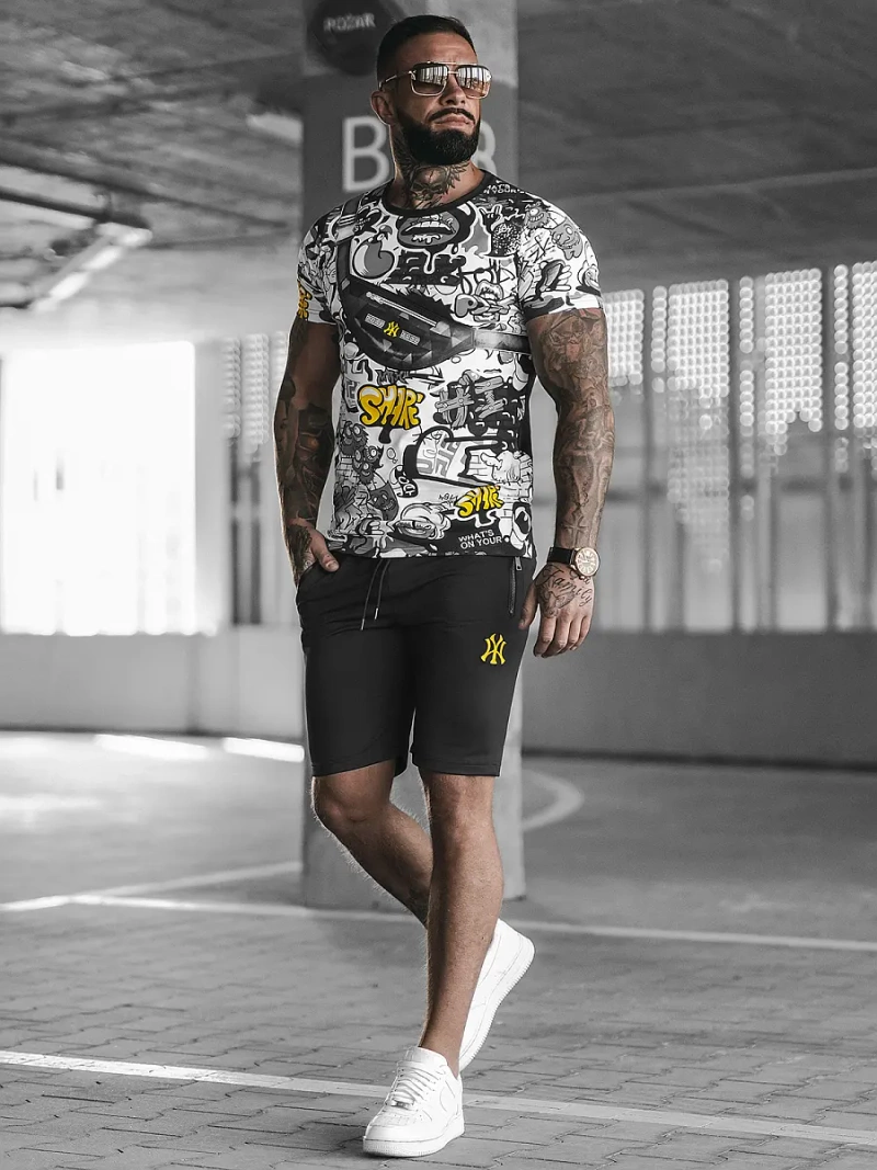 Moška Trenirka Črno-Rumen OZONEE O/HM789