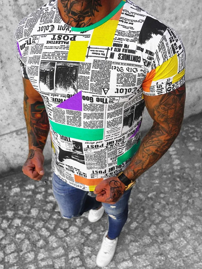 Moška majica s potiskom barvna OZONEE O/BL49Z