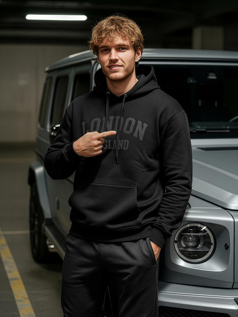 Moška jopa s kapuco črna OZONEE JS/8B1986/3